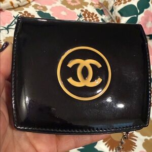 Chanel Glossy Black Wallet with Gold Logo